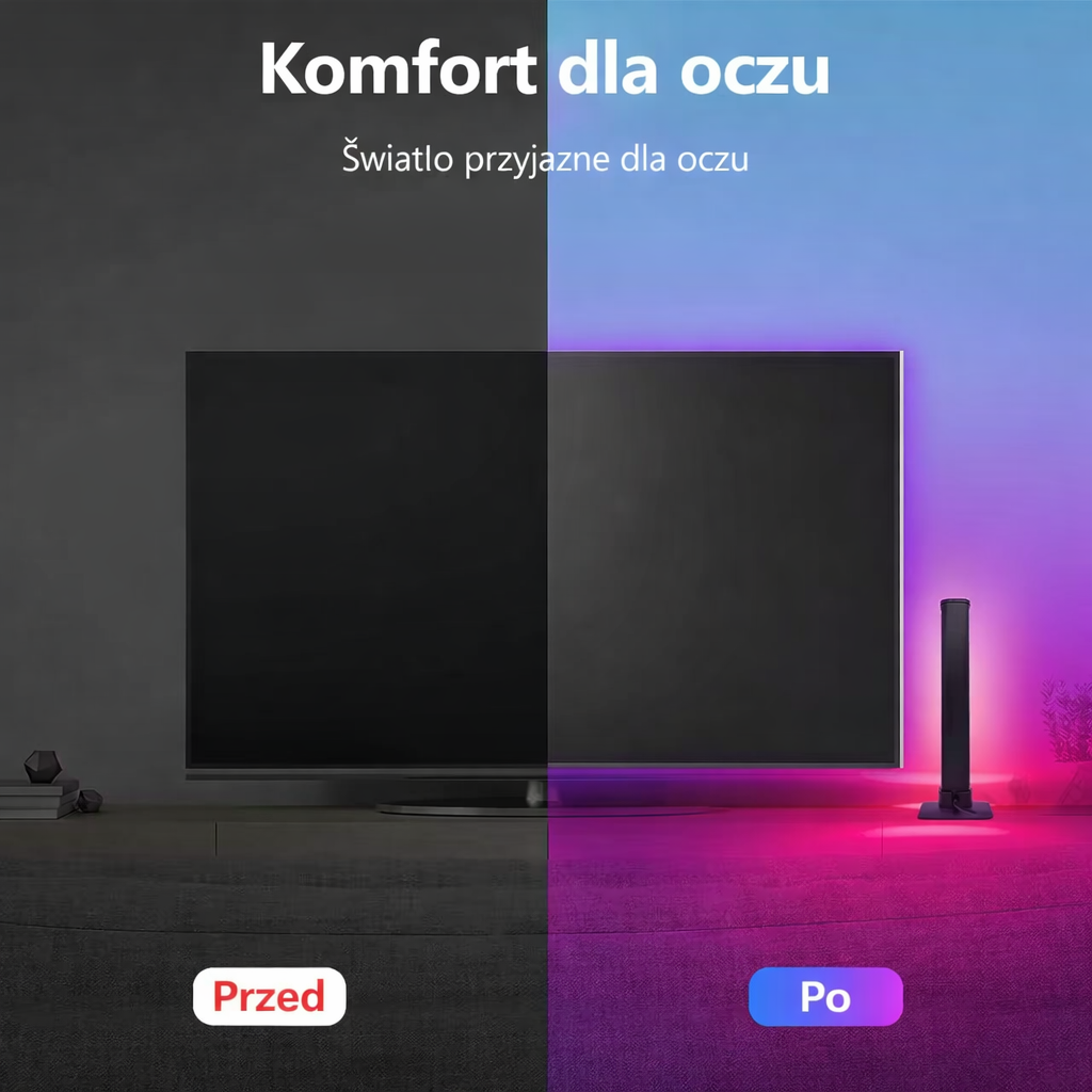 Kolumny LEDowe RGB™ – Inteligentne Podświetlenie TV z Synchronizacją Muzyki